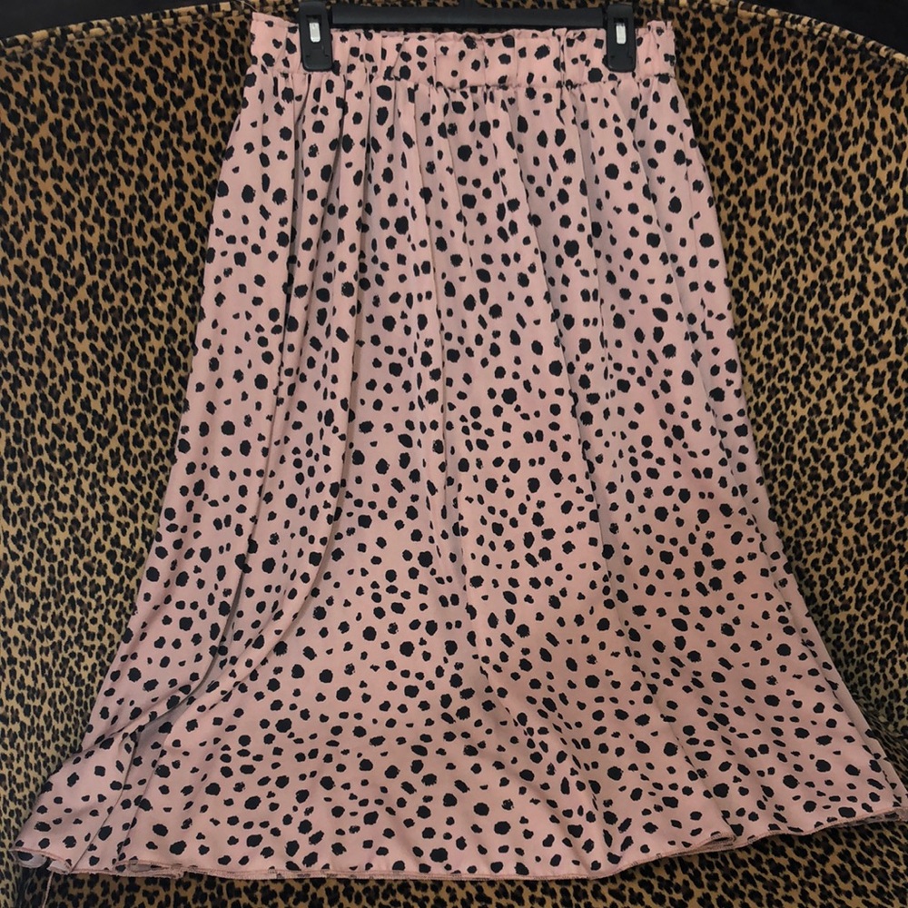 SHEIN Black Tan A-Line Pleated Midi Skirt